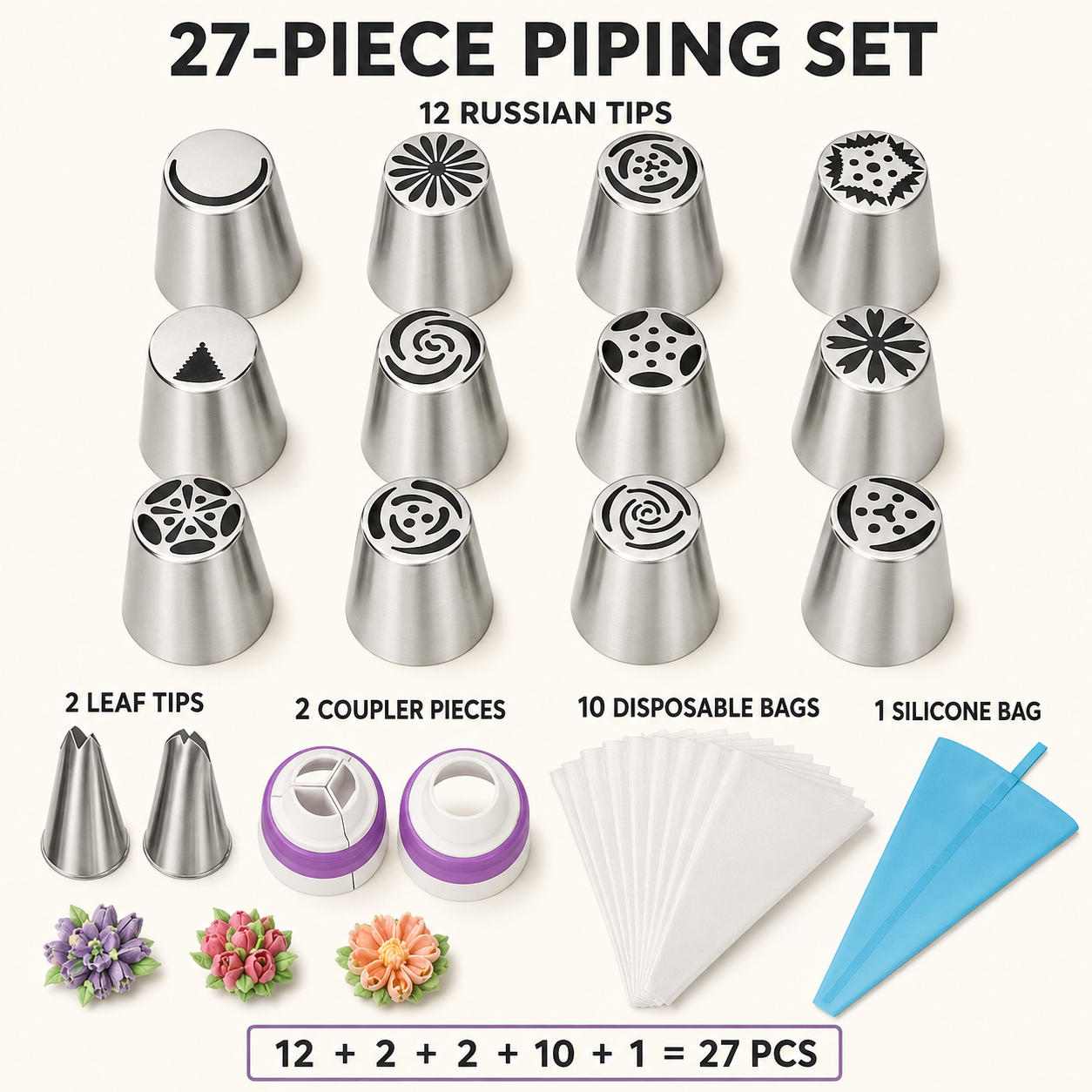 ๐ง 27-Piece Piping Kit โ Create in Bloom