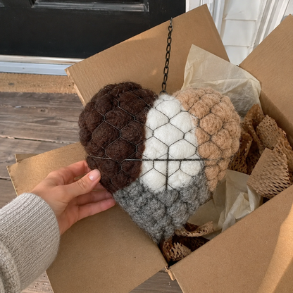 Handmade Alpaca Fiber Bird Nesting Heart