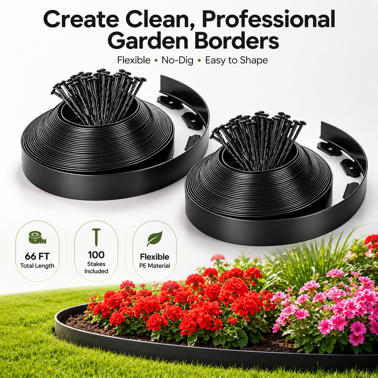 No-Dig Flexible Landscape Edging Kit
