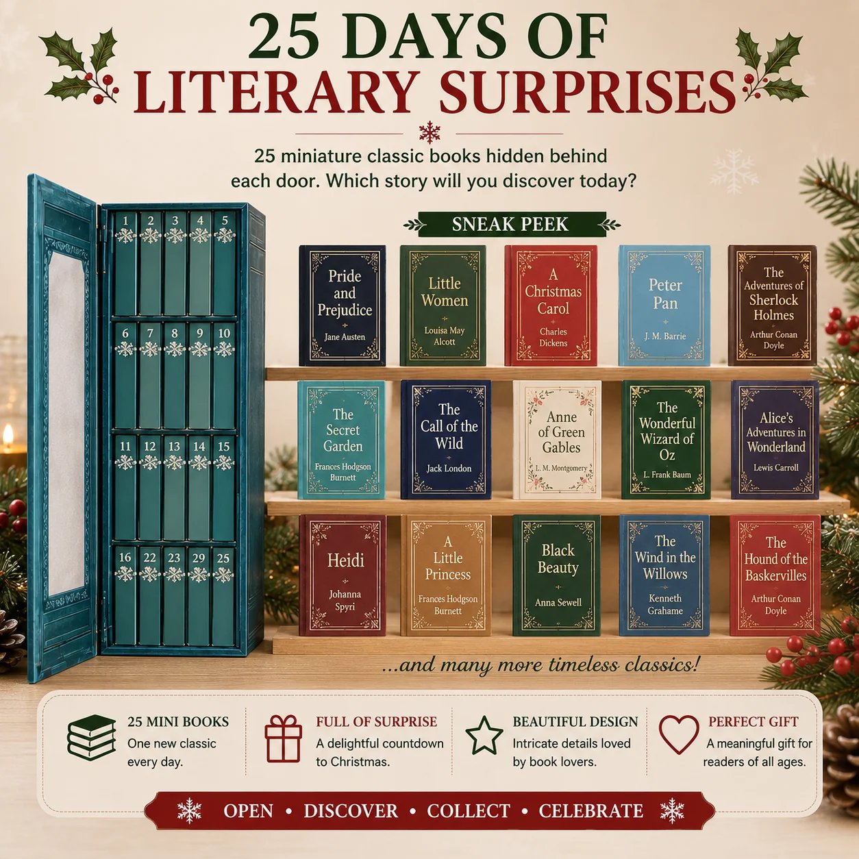 📚 25-Day Mini Book Advent Calendar – 🎁❤️ A Book Lover's Christmas Countdown (📦Buy 2 Free Shipping)