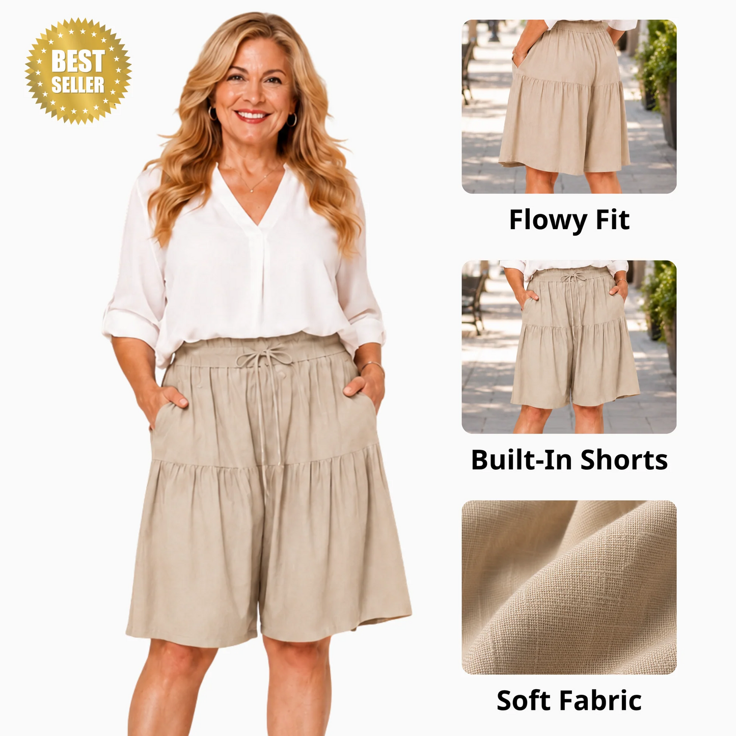 Bloomease - Women's Lightweight Stretch Comfy Flowy Shorts Skort