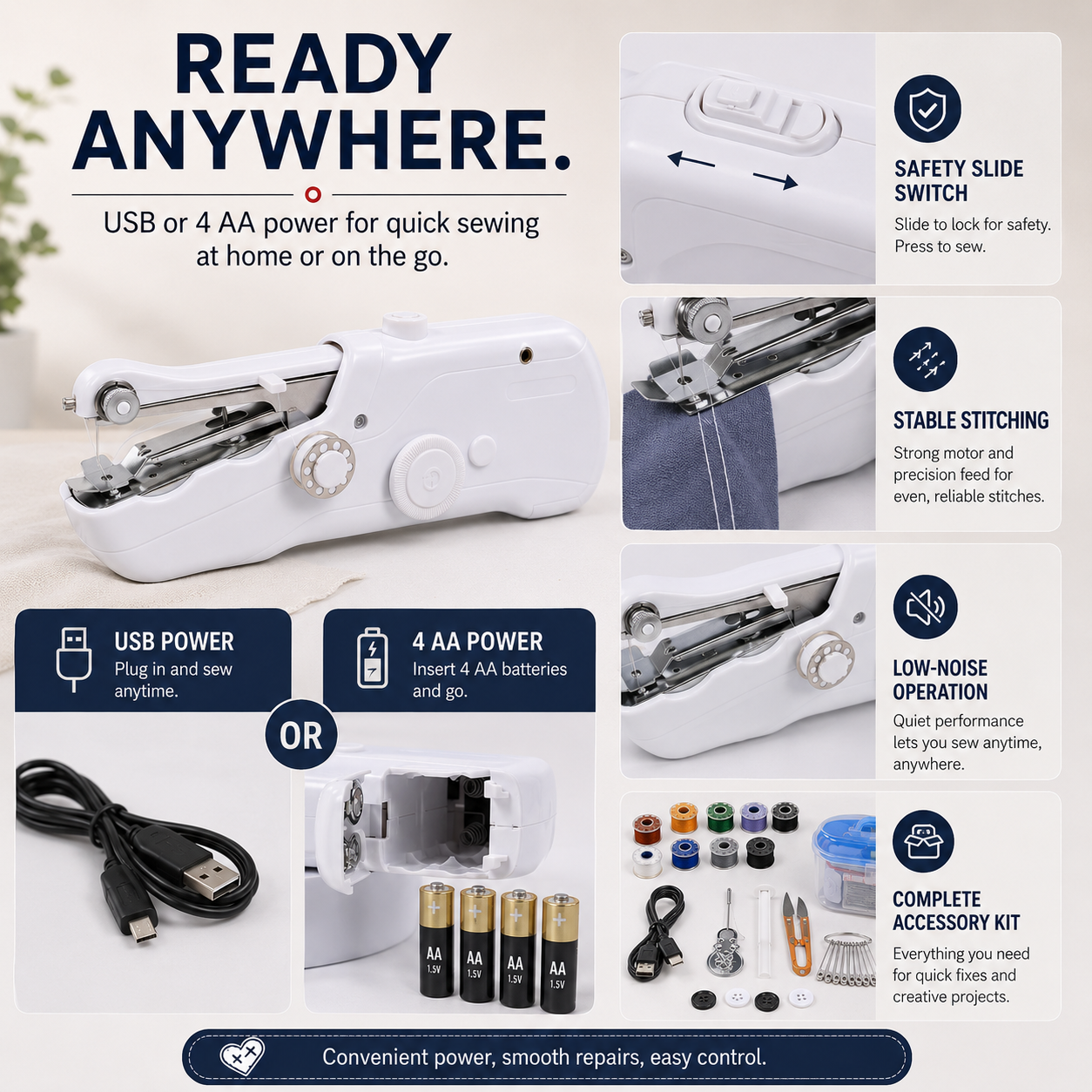 ✈️Last Day 50% OFF✨🧵Portable Mini Electric Sewing Machine – Quick Clothing Repairs Anytime, Anywhere