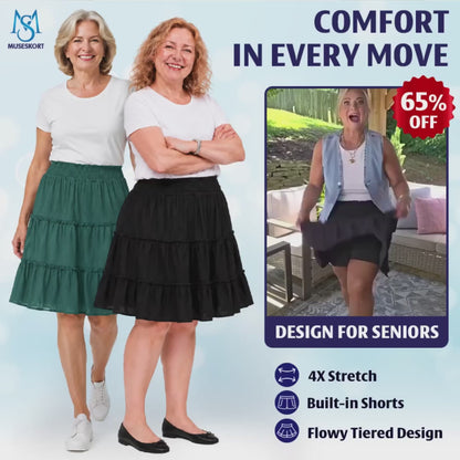 MiraSkort™ - High-Waisted Ruffle Skort with Hidden Shorts & Pockets